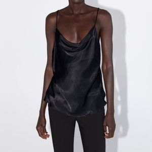 Zara Black satin effect top